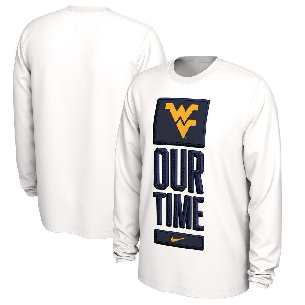 Nike West Virginia Mountaineers Our Time Dri Fit Long Sleeve Shirt Mens Medium